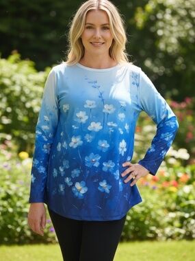Women’s Blue tunic top, plus size 3XL, NWT